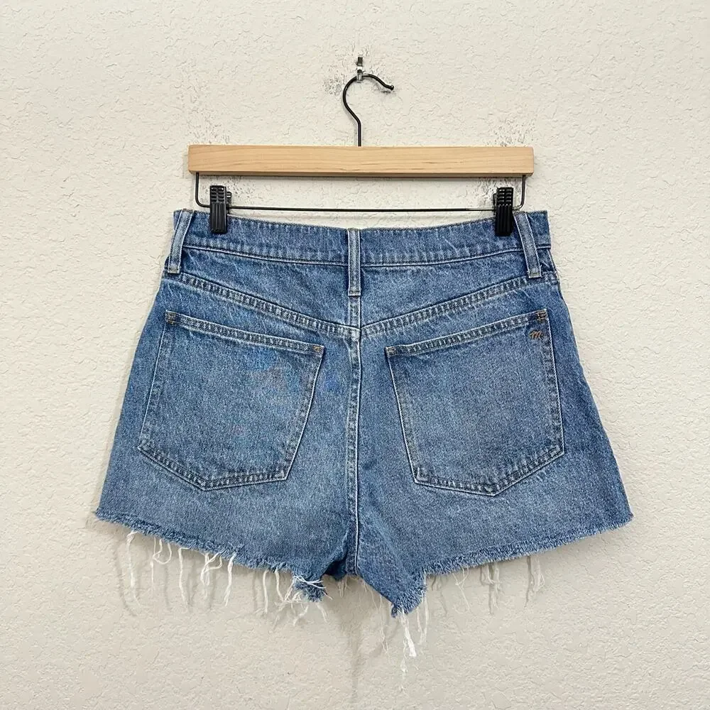 MADEWELL The Perfect Jean Shorts Blue Denim High Rise Cut Off Frayed
